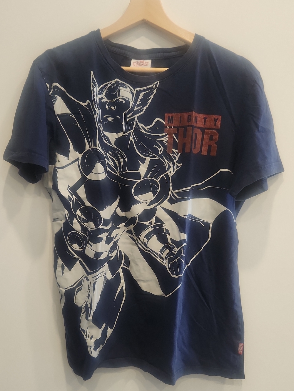 Marvel Mighty Thor Navy Blue Graphic Tee with White Artwork